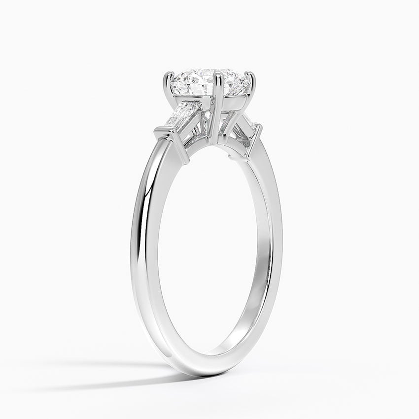 Symphony Tapered Baguette Three Stone Diamond Ring (1/5 ct. tw.) Platinum Round Engagement Ring