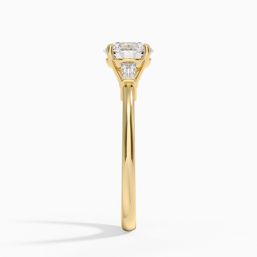 Symphony Tapered Baguette Three Stone Diamond Ring (1/5 ct. tw.) Yellow Gold 18k Round Engagement Ring