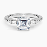 Symphony Tapered Baguette Three Stone Diamond Ring (1/5 ct. tw.) Platinum Asscher Engagement Ring