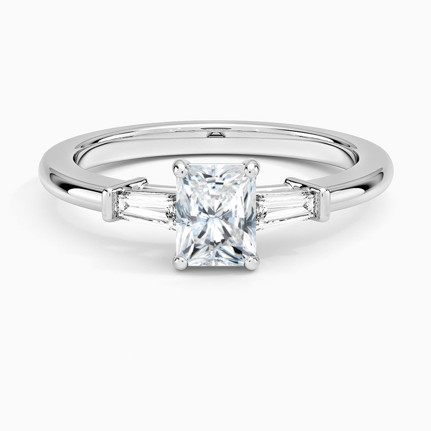 Symphony Tapered Baguette Three Stone Diamond Ring (1/5 ct. tw.) Platinum Radiant Engagement Ring