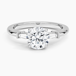 Symphony Tapered Baguette Three Stone Diamond Ring (1/5 ct. tw.) Platinum Round Engagement Ring