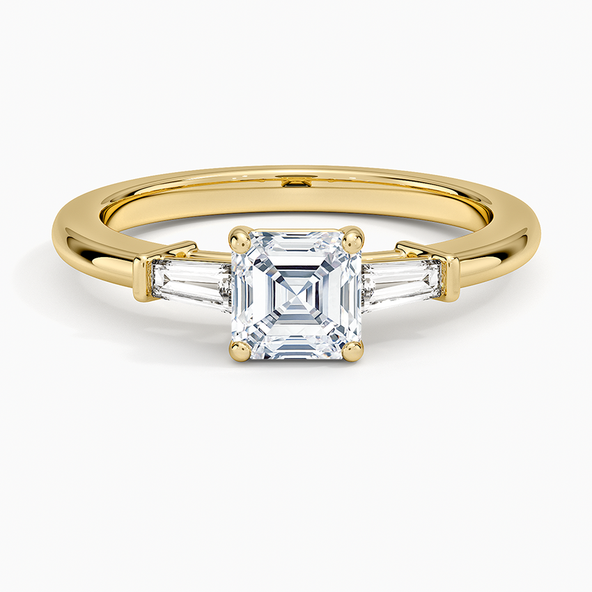Symphony Tapered Baguette Three Stone Diamond Ring (1/5 ct. tw.) Yellow Gold 18k Asscher Engagement Ring