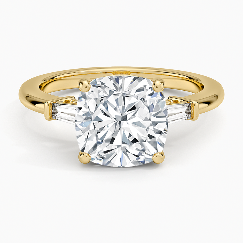 Symphony Tapered Baguette Three Stone Diamond Ring (1/5 ct. tw.) Yellow Gold 18k Cushion Engagement Ring