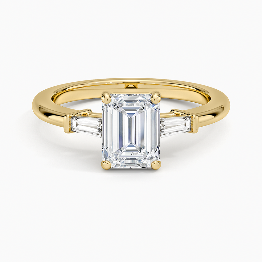 Symphony Tapered Baguette Three Stone Diamond Ring (1/2 ct. tw.) Yellow Gold 18k Emerald Engagement Ring