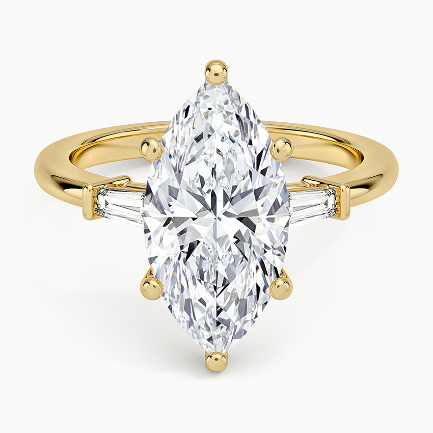 Symphony Tapered Baguette Three Stone Diamond Ring (1/5 ct. tw.) Yellow Gold 18k Marquise Engagement Ring