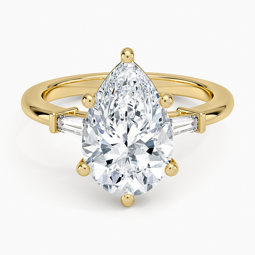 Symphony Tapered Baguette Three Stone Diamond Ring (1/5 ct. tw.) Yellow Gold 18k Pear Engagement Ring