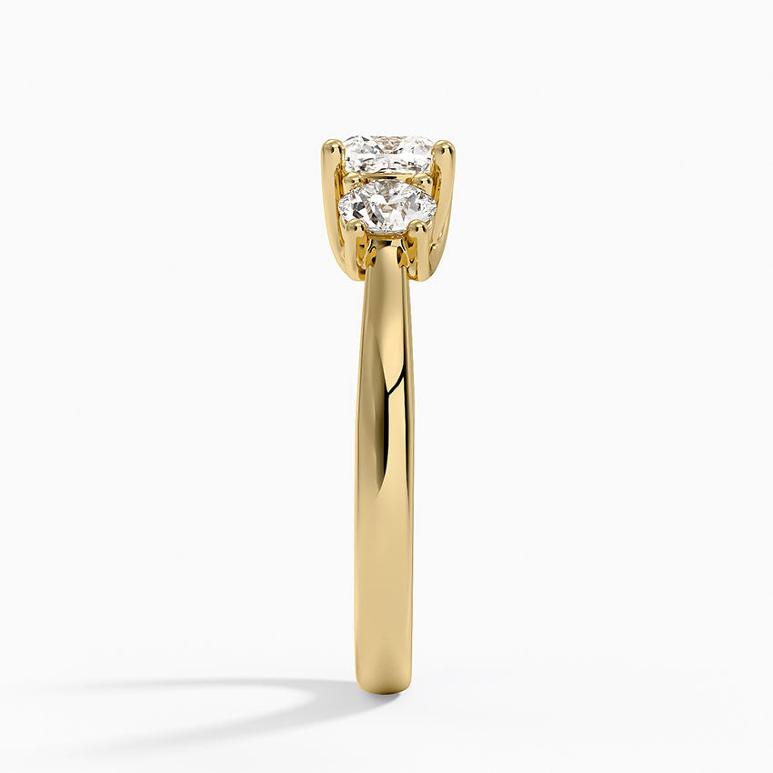 Petite Three Stone Trellis Diamond Ring (1/3 ct. tw.) Yellow Gold 18k Cushion Engagement Ring