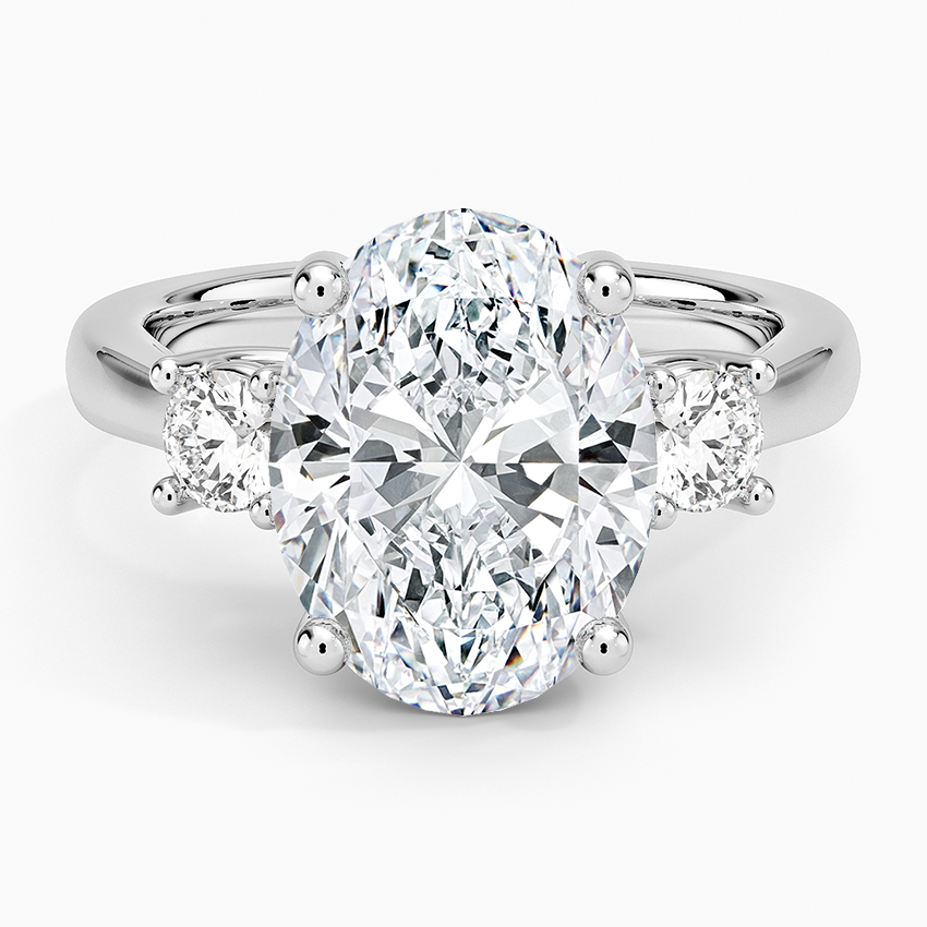 Petite Three Stone Trellis Diamond Ring (1/3 ct. tw.) Platinum Oval Engagement Ring