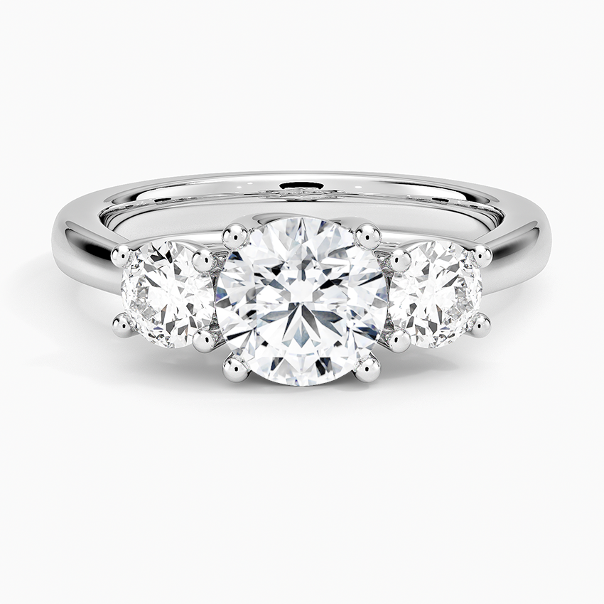 Petite Three Stone Trellis Diamond Ring (1/3 ct. tw.) Platinum Round Engagement Ring