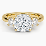Petite Three Stone Trellis Diamond Ring (1/3 ct. tw.) Yellow Gold 18k Cushion Engagement Ring