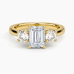 Petite Three Stone Trellis Diamond Ring (1/3 ct. tw.) Yellow Gold 18k Emerald Engagement Ring