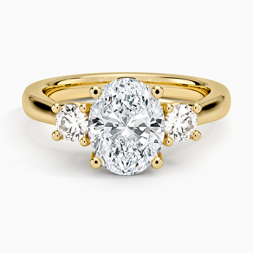 Petite Three Stone Trellis Diamond Ring (1/3 ct. tw.) Yellow Gold 18k Oval Engagement Ring