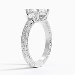 Antique Scroll Engraved Three Stone Diamond Ring (1/3 ct. tw.) Platinum Marquise Engagement Ring