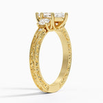 Antique Scroll Engraved Three Stone Diamond Ring (1/3 ct. tw.) Yellow Gold 18k Marquise Engagement Ring