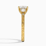 Antique Scroll Engraved Three Stone Diamond Ring (1/3 ct. tw.) Yellow Gold 18k Princess Engagement Ring