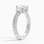 Antique Scroll Engraved Three Stone Diamond Ring (1/3 ct. tw.) Platinum Radiant Engagement Ring