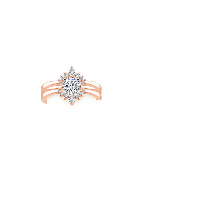 Lunette Nested Diamond Ring Stack Rose Gold 18k Wedding Band