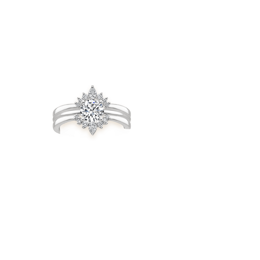 Lunette Nested Diamond Ring Stack Platinum Wedding Band