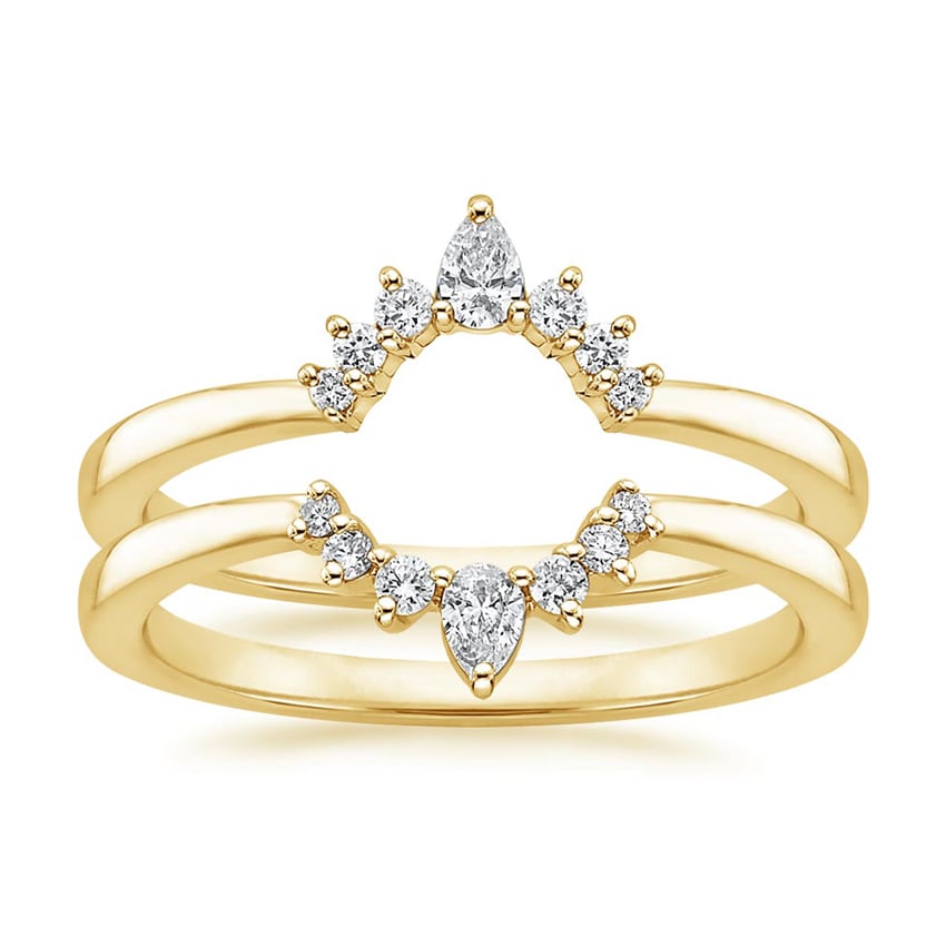 Lunette Nested Diamond Ring Stack Yellow Gold 18k Wedding Band