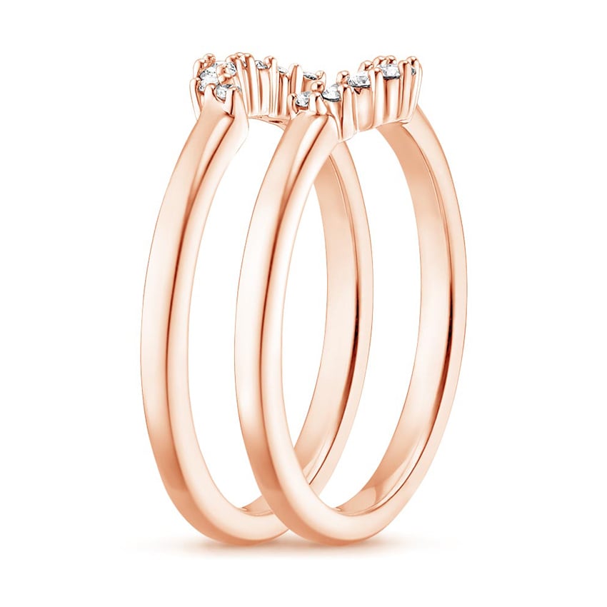 Crescent Nested Diamond Ring Stack Rose Gold 18k Wedding Band