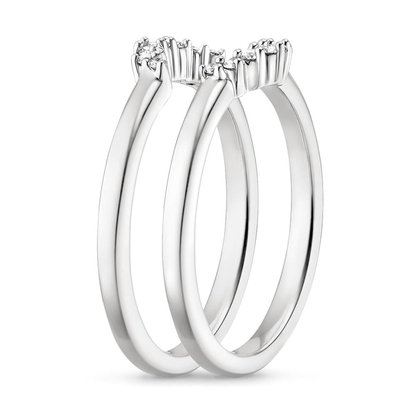 Crescent Nested Diamond Ring Stack Platinum Wedding Band