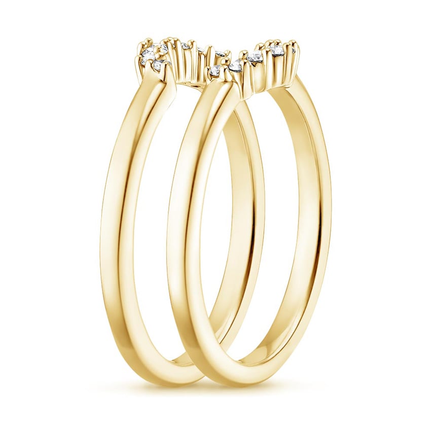 Crescent Nested Diamond Ring Stack Yellow Gold 18k Wedding Band