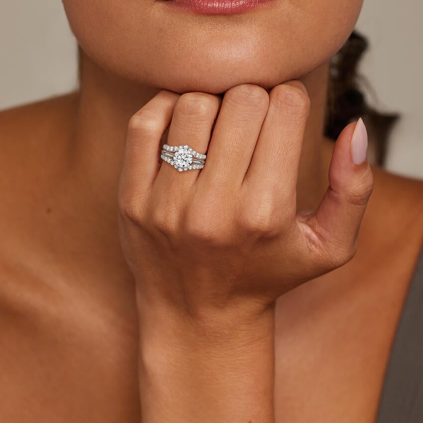 Flair Nested Lab Diamond Ring Stack (7/8 ct. tw.) White Gold 18k Wedding Band