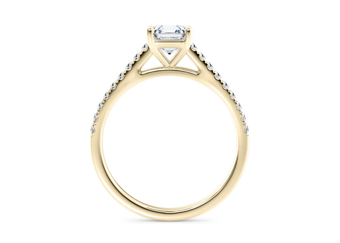 1477 Vintage Yellow Gold 18k Asscher Engagement Ring