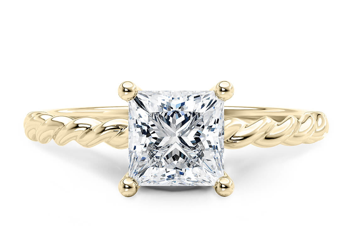 Ascot Solitaire Yellow Gold 18k Princess Engagement Ring