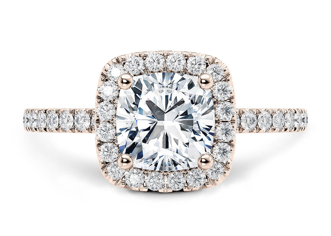 Isabella Halo Rose Gold 18k Cushion Engagement Ring