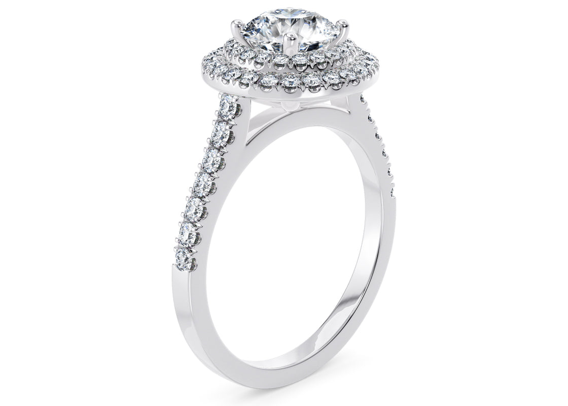 Empress Halo Platinum Round Engagement Ring