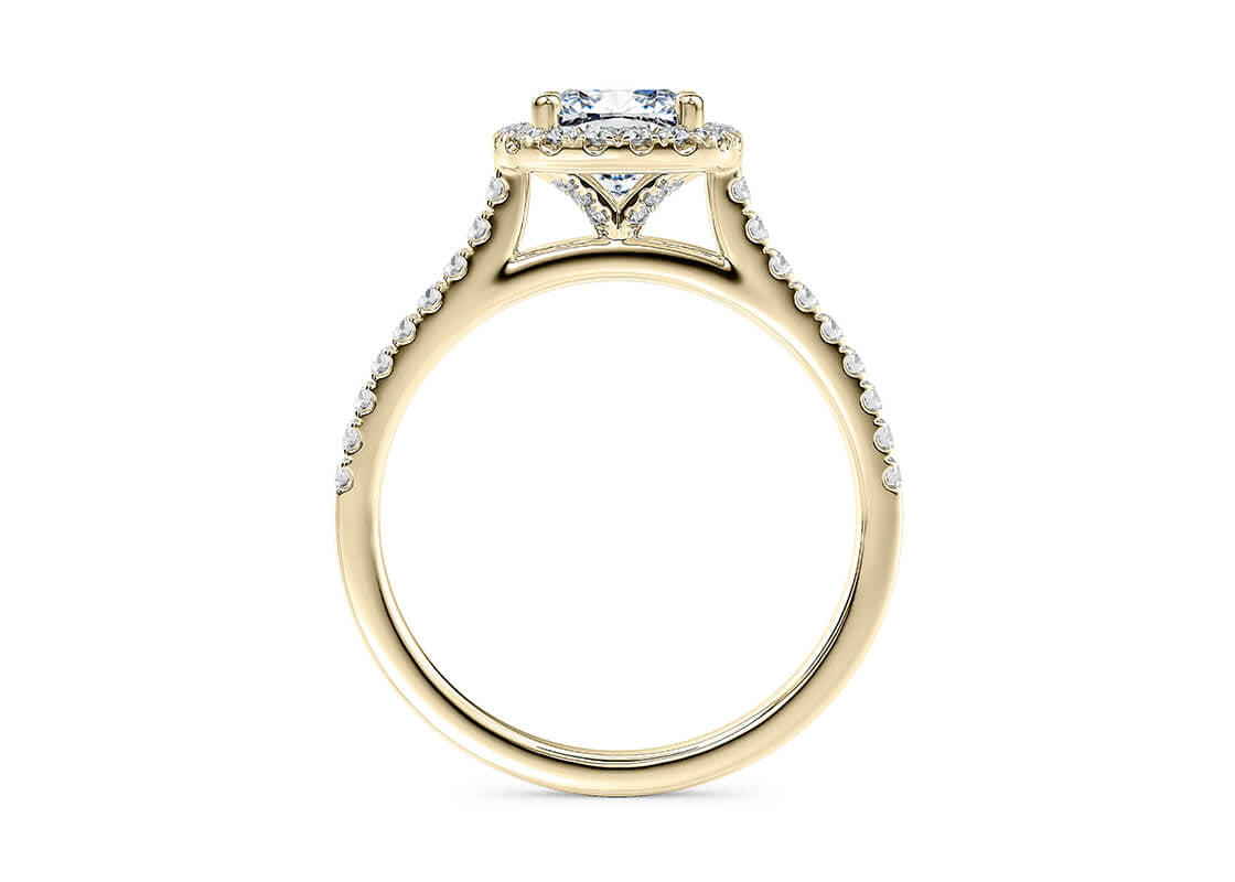 Aphrodite Halo Yellow Gold 18k Cushion Engagement Ring