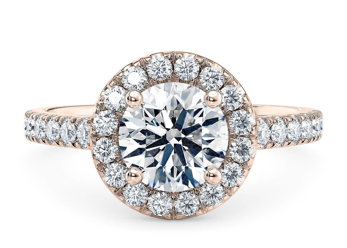 Medici Halo Rose Gold 18k Round Engagement Ring