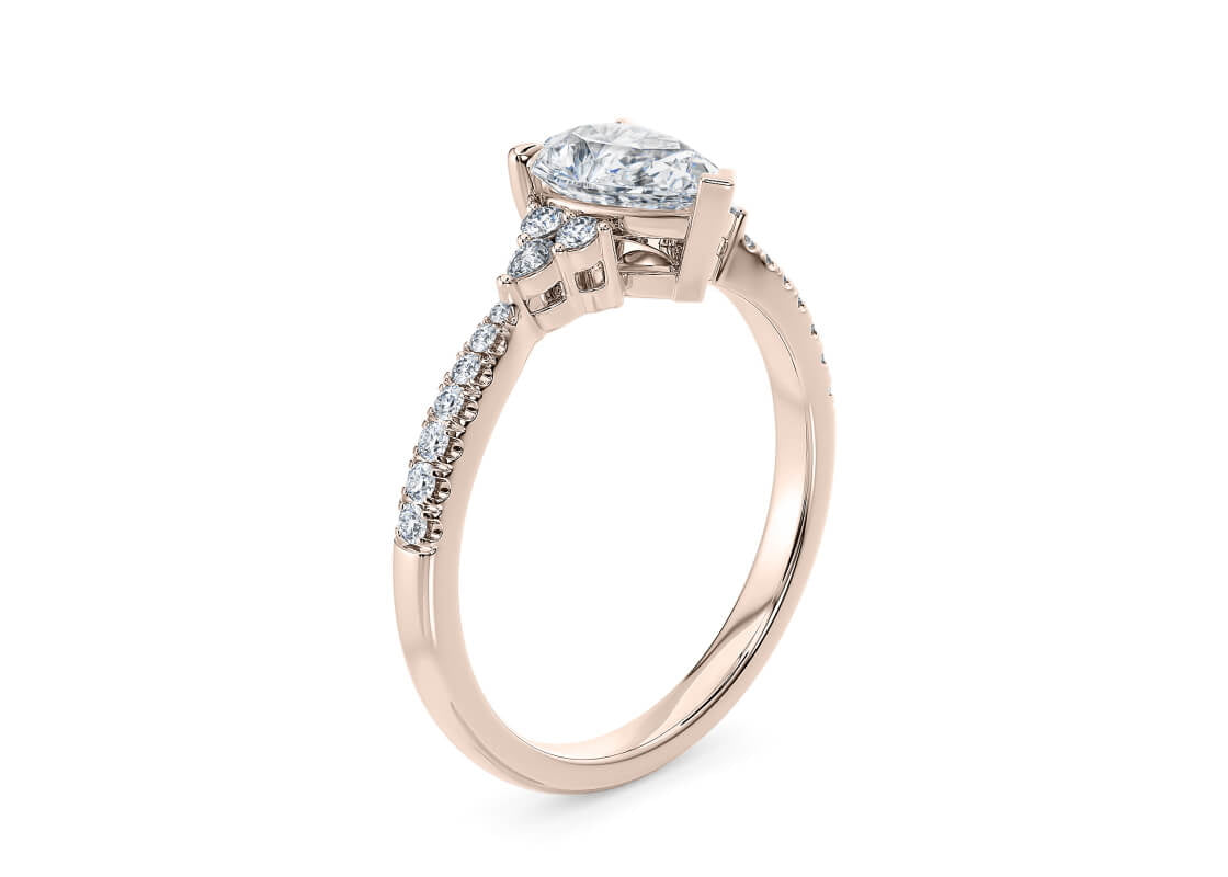 Gaia Vintage Rose Gold 18k Pear Engagement Ring