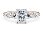 Lyra Diamond Band Rose Gold 18k Radiant Engagement Ring
