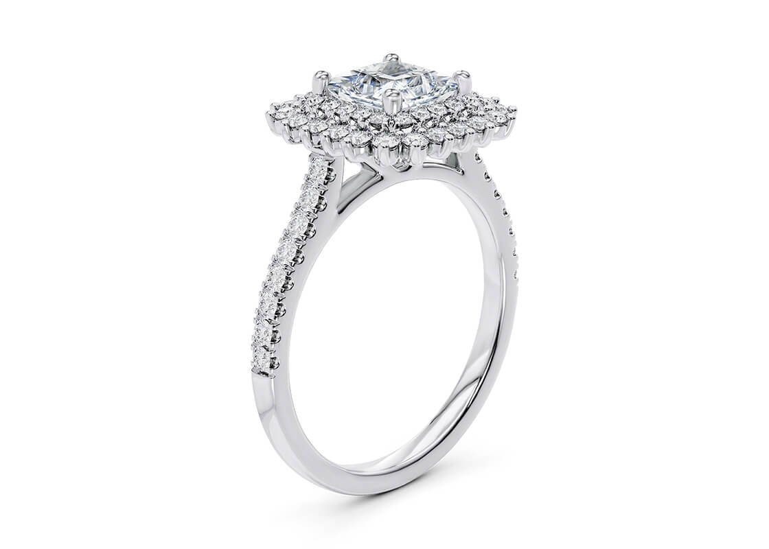Berkeley Halo Platinum Princess Engagement Ring
