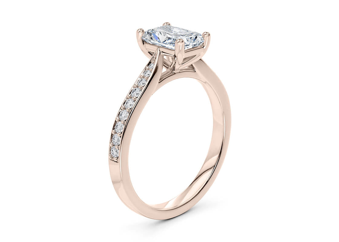 Victoria Diamond Band Rose Gold 18k Radiant Engagement Ring