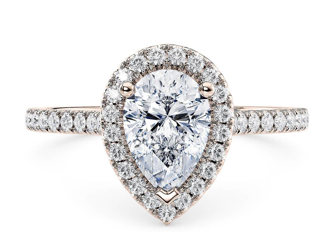 Aphrodite Halo Rose Gold 18k Pear Engagement Ring