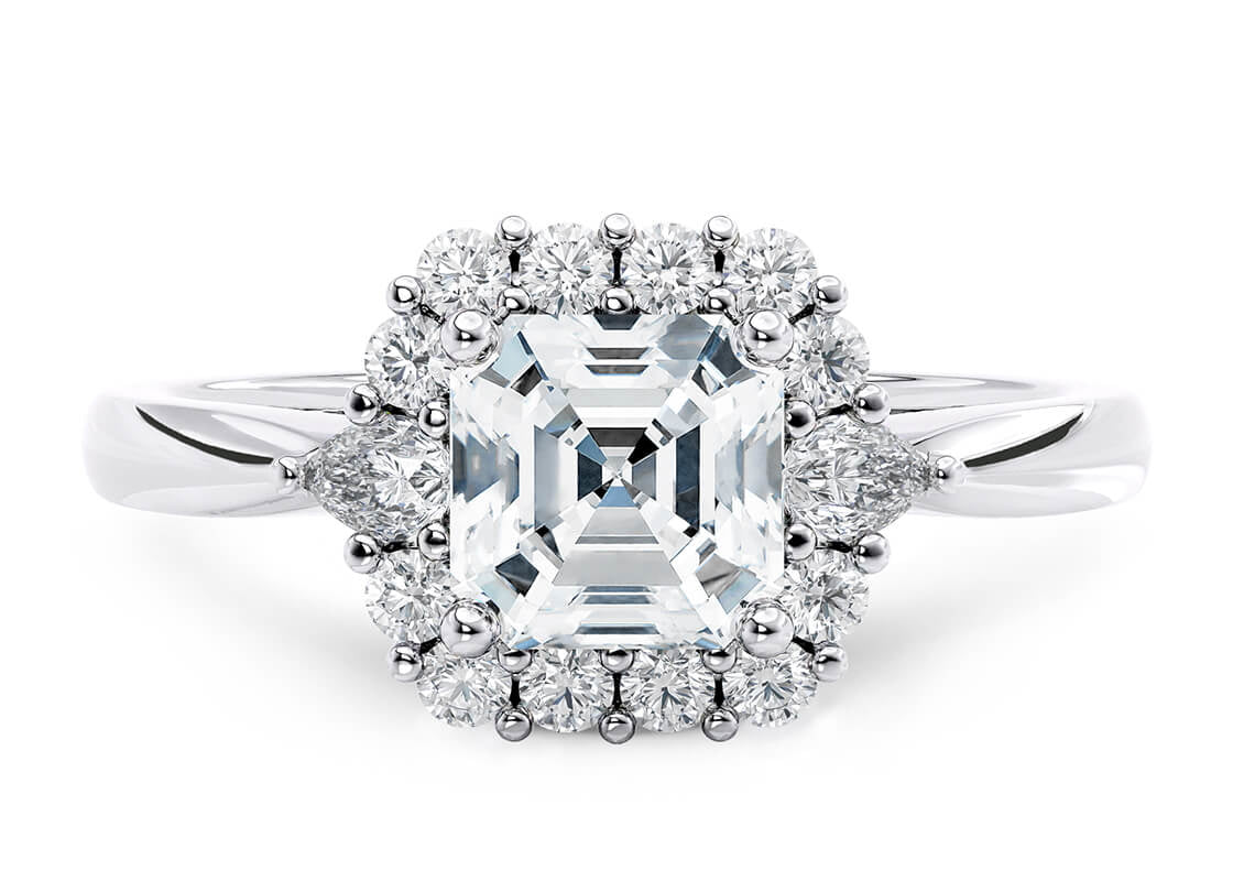 Hampstead Halo Platinum Asscher Engagement Ring