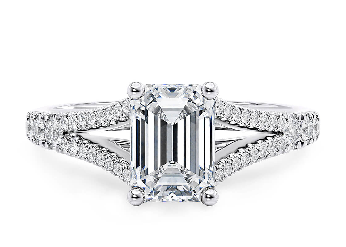 Oxford Diamond Band Platinum Emerald Engagement Ring