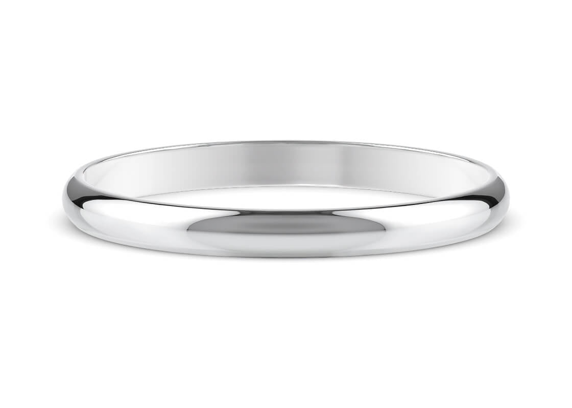 D-Shape White Gold 18k Wedding Band