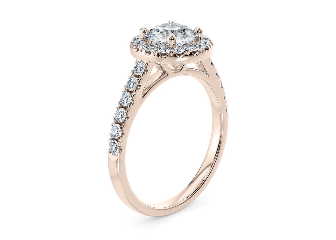 Medici Halo Rose Gold 18k Round Engagement Ring