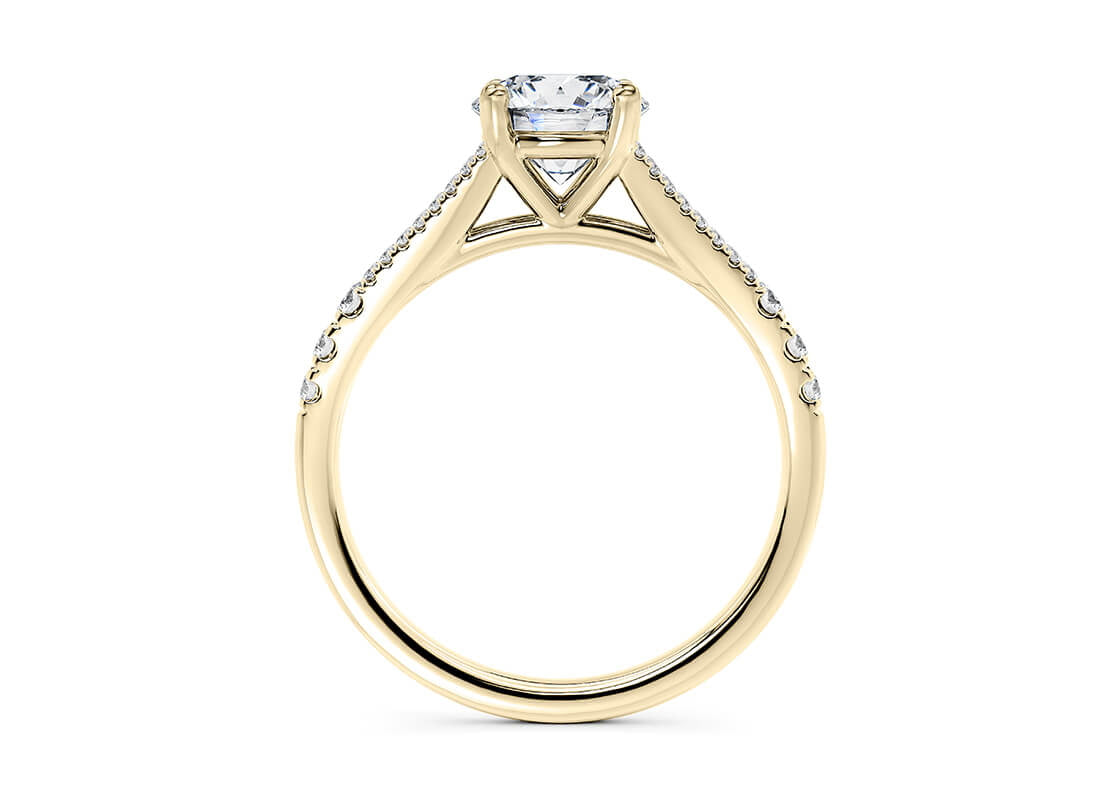 Oxford Diamond Band Yellow Gold 18k Round Engagement Ring