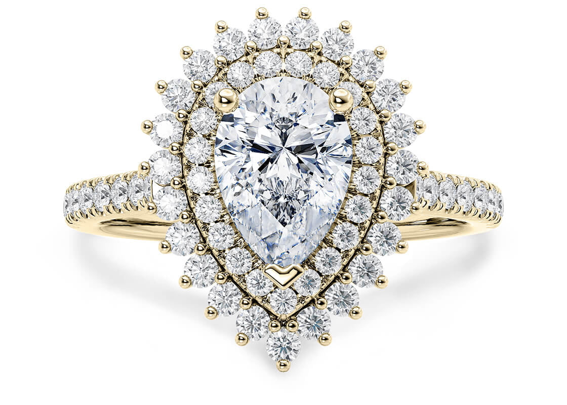 Berkeley Halo Yellow Gold 18k Pear Engagement Ring