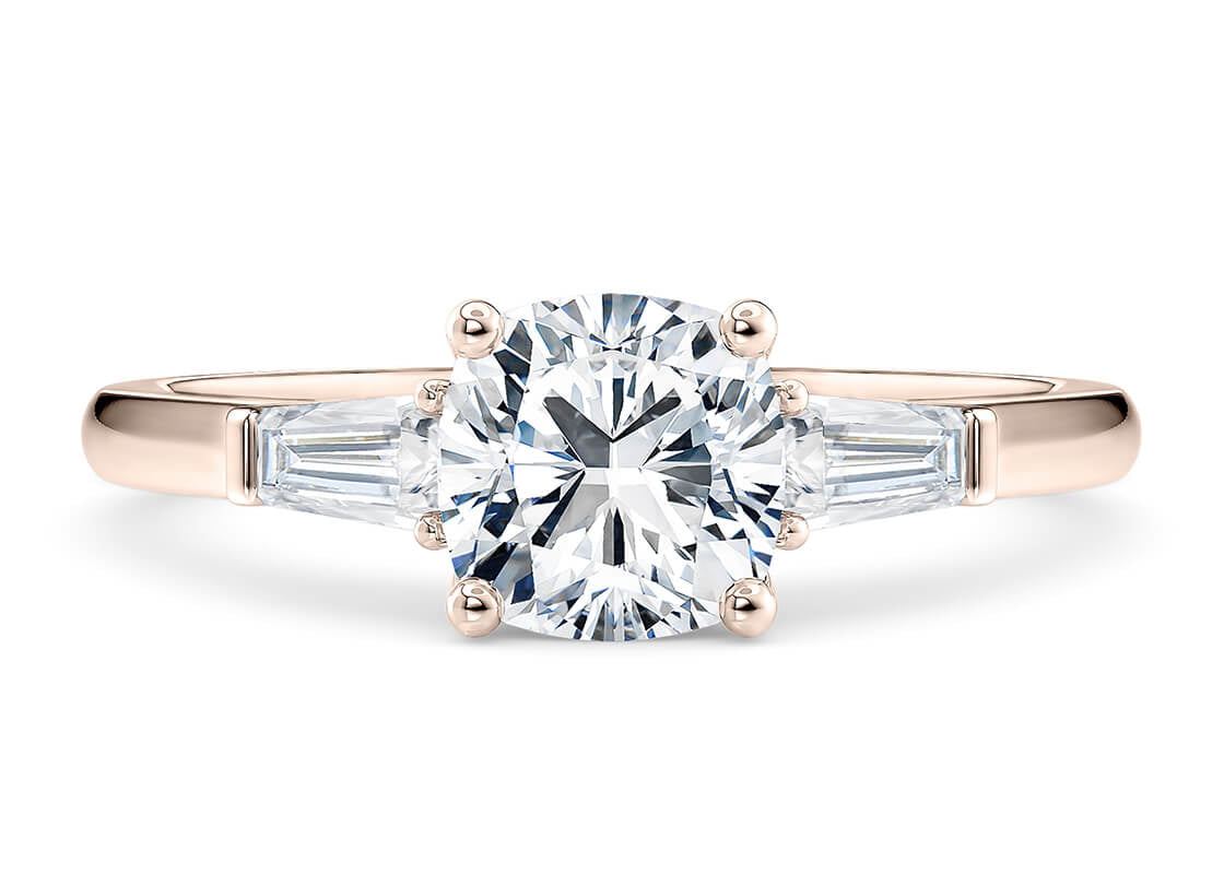 Alexandria Trilogy Rose Gold 18k Cushion Engagement Ring