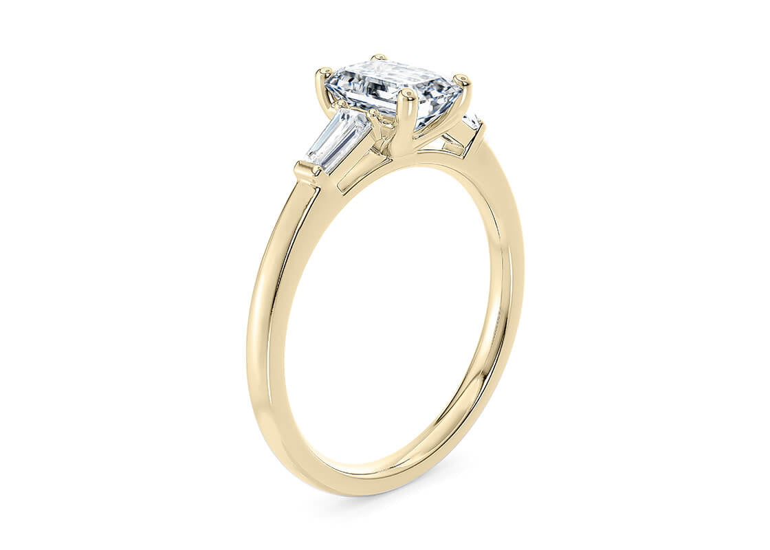 Alexandria Trilogy Yellow Gold 18k Emerald Engagement Ring