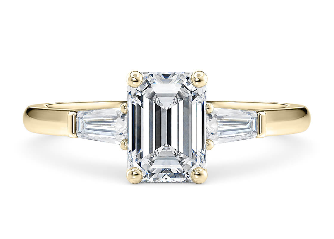 Alexandria Trilogy Yellow Gold 18k Emerald Engagement Ring