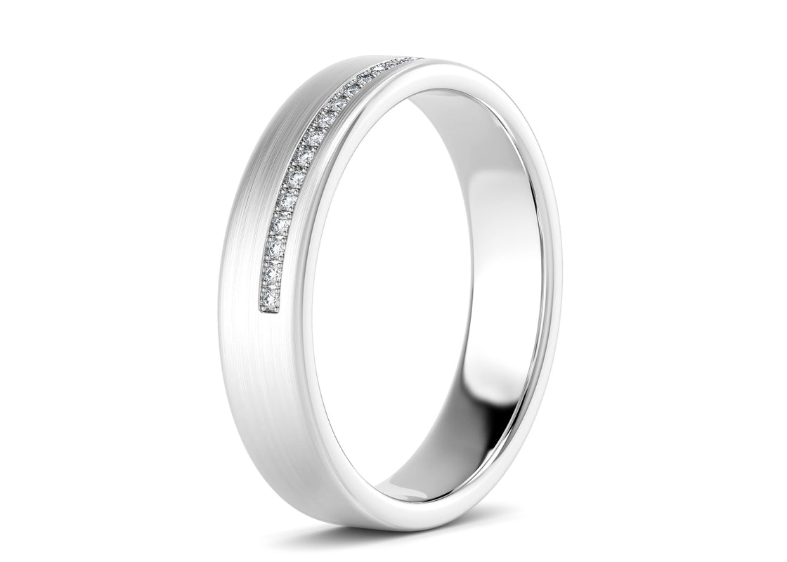 Andreas Brushed  White Gold 18k Lab Grown Wedding Band