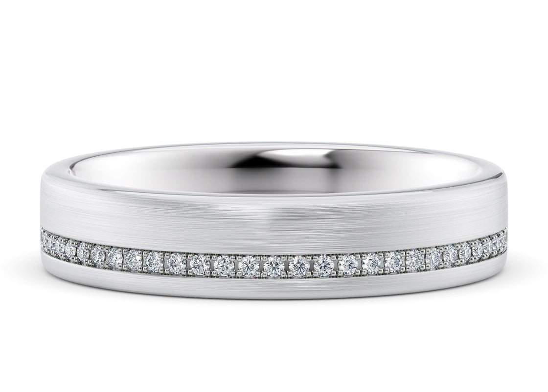 Andreas Brushed  White Gold 18k Lab Grown Wedding Band