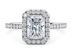 Aphrodite Halo Platinum Radiant Engagement Ring